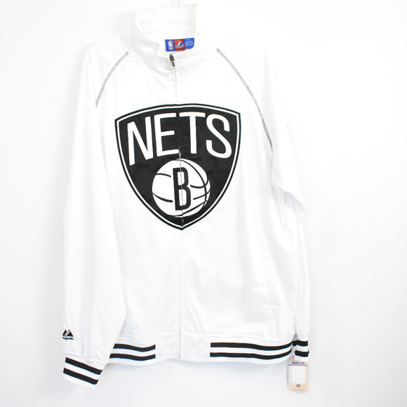 Majestic Other - !ON SALE! NEW Brooklyn Nets White Zip Up Men's 2XL